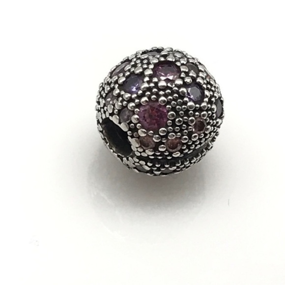 Pandora Pink Purple CZ Sparkly Cosmic Stars Rare Retired Clip Bead Charm - Picture 3 of 6